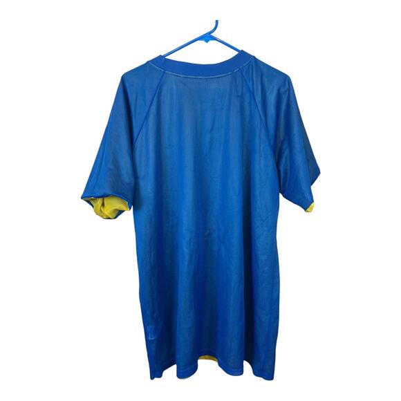 Mens Reversible Jersey T-Shirt Tee Shirt Sports Practice Scrimmage Blue Yellow - Picture 3 of 6
